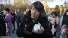 Vecinos de Castro de Beiro durante una protesta en marzo.