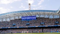 Las gradas de Marath�n, durante un partido del D�por en Segunda Divisi�n.