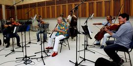 D?Rivera ensay� ayer con el Quinteto Cimarr�n en los estudios Mans.
