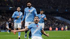Nico Gonz�lez celebra un gol con el City, ante el Liverpool, esta temporada