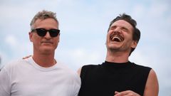 Joaquin Phoenix y and Pedro Pascal, durante la presentacin de la pelcula Eddington.