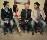 Los candidatos de las cuatro formaciones, ayer antes de iniciar el encuentro. 