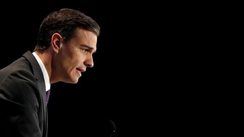 El presidente del Gobierno espa�ol, Pedro S�nchez, durante su intervenci�n en la sesi�n inaugural de la Cumbre del Clima (COP24) que tiene lugar hoy en Katowice (Polonia).