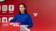 Esther Pea, portavoz de la comisin ejecutiva federal del PSOE, este lunes en la sede nacional del partido, en Ferraz.