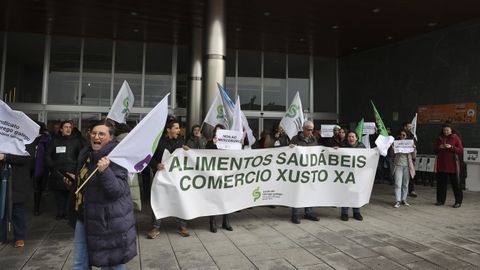 Protesta del Sindicato Labrego contra el acuerdo de Mercosur en Santiago