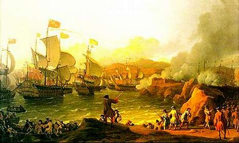 �leo de la hist�rica batalla de galeones en el estrecho de Rande, en el a�o 1702.