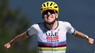 Tadej Poga�ar, tras ganar la etapa 3 del Tour de Francia.