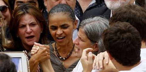 Marina Silva, en el funeral de Eduardo Campos. 