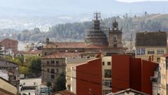 Andamios instalados en la c�pula de la iglesia del Colegio de la Compa��a de Monforte para las obras de rehabilitaci�n que se realizaron este a�o