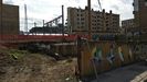Obras de ampliaci�n del paso de Nicol�s Soria, que conecta el barrio ovetense de Ciudad Naranco