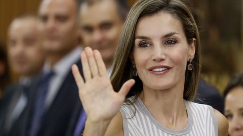 La reina Letizia cumple hoy 45 a�os. En la imagen, durante un acto la semana pasada. 