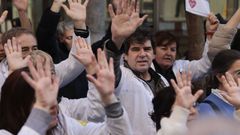 Concentraci&oacute;n de apoyo a la huelga del personal m&eacute;dico y facultativo, en Madrid.