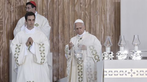El papa Le�n XIV oficia la misa del Corpus Christi, este domingo en la Plaza de Cibeles.