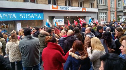 La protesta de los trabajadores de supermercados en Oviedo en el año 2018