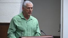 El presidente de Cuba, Miguel D�az-Canel, durante�una intervenci�n en La Habana, el pasado mes de junio.