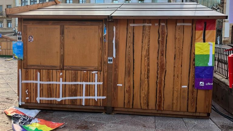 Caseta donde se produjo la agresi�n fascista en Oviedo