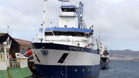 El Vizconde de Eza, un buque oceanogrfico, un gran centro de investigacin flotante, en una foto de archivo en el puerto de Vigo