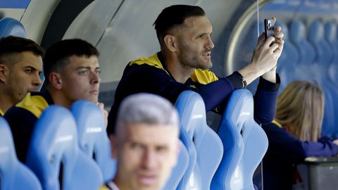 Lucas Prez, durante el duelo entre el Dpor y Unionistas en Riazor