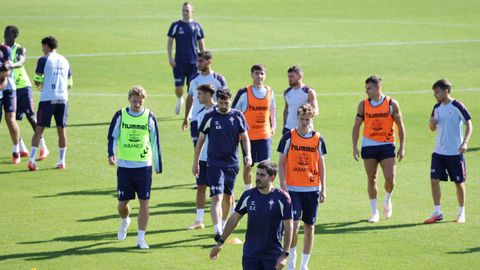 Futbolistas del Celta, en un entrenamiento.