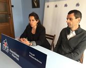 La diputada europea Ana Miranda y Xos� Magari�os, ayer.