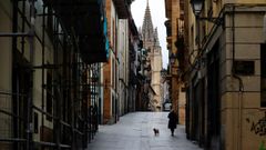 Vista de la calle Mon, en la zona antigua de Oviedo