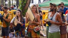 Foliada improvisada en la zona de acampada del Festival de Ortigueira, en la pasada edici�n.