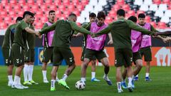 Los jugadores del Celta, en el &uacute;ltimo entrenamiento previo al partido de Friburgo.