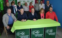 Xon Bascuas, en el centro, con los candidatos de CxG en la comarca, de izquierda a derecha: Xos Real (Samos), Benjamn Escontrela (Sarria), Marcelina Lpez (O Pramo) y Carlos Fernndez (Lncara).