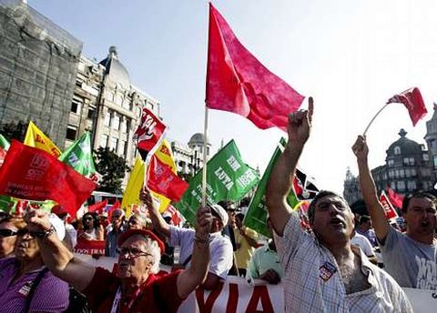 Manifestacin de ayer en el centro de Lisboa.