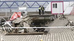 Estado en el que qued� el muelle tras el derrumbe