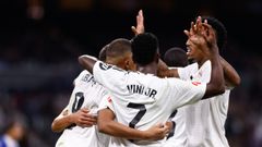 Los futbolistas del Real Madrid.Los futbolistas del Real Madrid celebran un gol