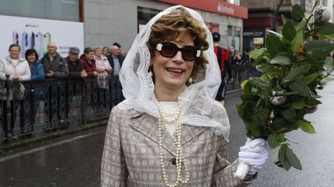Marilis Otero disfrazada de Domingo de Ramos en el domingo corredoiro.