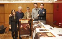 El director y artistas protagonistas de la obra, ayer en la presentaci�n<span lang= es-es > </span>