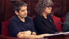 Los ediles de Ferrol en Com�n, Jorge Su�rez y Nerea Purri�os Carballeira, en un pleno, en foto de archivo.