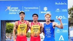 Dami�n, a la izquierda, se colg� la plata en Torremolinos. 