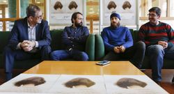 Ferrero, Gende, Vecino e Trigo, onte na presentaci�n do novo disco de Chicharr�n. 