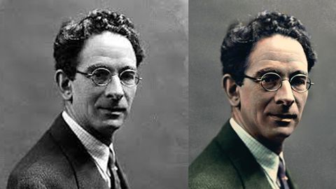 A la izquierda, la fotografía original del rector de la Universidad de Oviedo Leopoldo Alas. A la derecha, la imagen coloreada por el artista