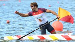 Imagen de archivo de Jaime Duro celebrando la plata en el Mundial de pirag�ismo esprint de Ponzan el pasado agosto