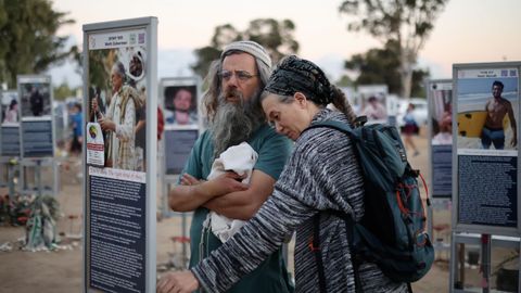 Memorial montado cerca del Kibbutz de Reim por los 1.200 asesinatos de Hamas 