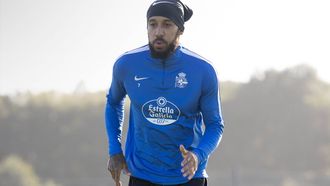 Aubameyang, en un entrenamiento de esta semana
