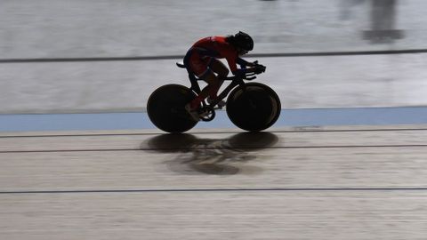 El ciclista cubano Marlies Mejias Garcia, en el vel�dromo de R�o.