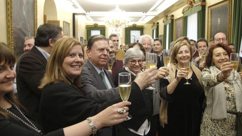 Brindis navideo de los alcaldes de Oviedo, Gijn y Avils y la presidenta de la FACC