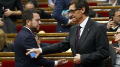 Pere Aragons y Salvador Illa, en un pleno en el Parlamento cataln