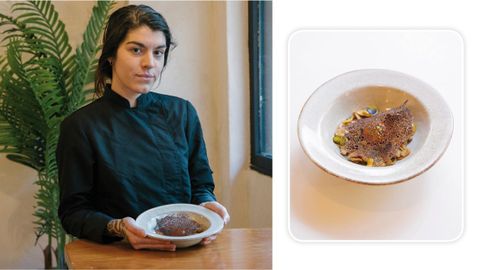 Ana Vilar, de Cervexaría Leria (Vigo), con su tapa Xema na Fraga
