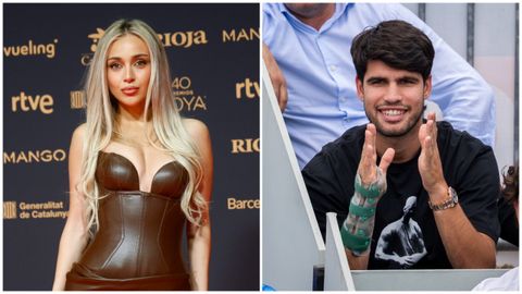 Ana Mena, el pasado febrero en la gala de los Goya, y Carlos Alcaraz, en una imagen de abril en la Caja M�gica de Madrid