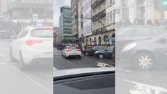 Los aficionados del Racing de Santander escoltados por la Polic�a Nacional 