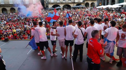 Celebraci�n del ascenso de la UD Ourense a Primera Federaci�n en la plaza Mayor de la ciudad.
