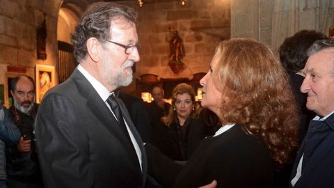 Mariano Rajoy, a su llegada a la bas�lica de Santa Mar�a de Pontevedra, donde se ofici� el funeral por su padre, fallecido el d�a 1 a los 97 a�os