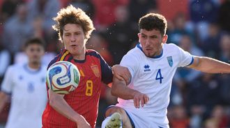 El jugador del Celta Fer L�pez, con la selecci�n espa�ola sub-21 frente a Kosovo.