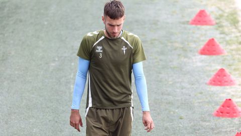 El ya exjugador del Celta �scar Mingueza, el pasado mayo, en su �ltimo entrenamiento con el equipo vigu�s.